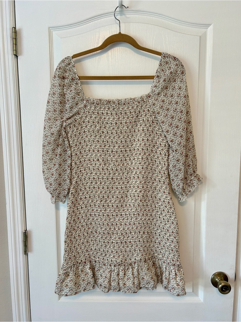 Dress Forum Ivory Dress with Pink Floral Print